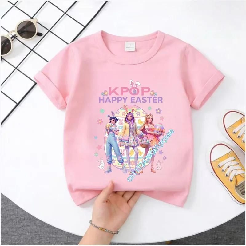 2026 Hot Movie Soft Polyester Baby Girls T Shirt Children's Clothing KPop Demon Hunters Fans Gifts Kids Clothes Fashion Casual Tops