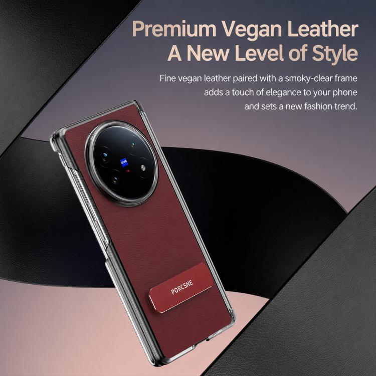 Vegan Leather Dual-Hinge 270° Rotation Metal Kickstand Phone Case For vivo X Fold3, Anti-Fingerprint Full Hinge Protection Protective Cover