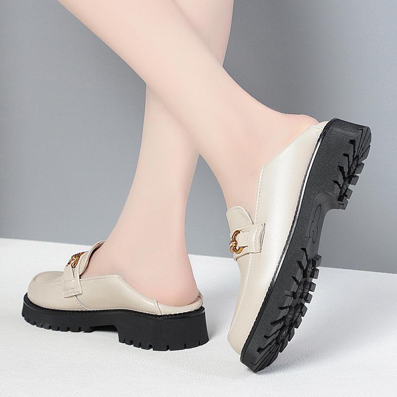 Chaussures Penny de printemps en cuir véritable pour femmes, mocassins à enfiler à plateforme pour étudiantes