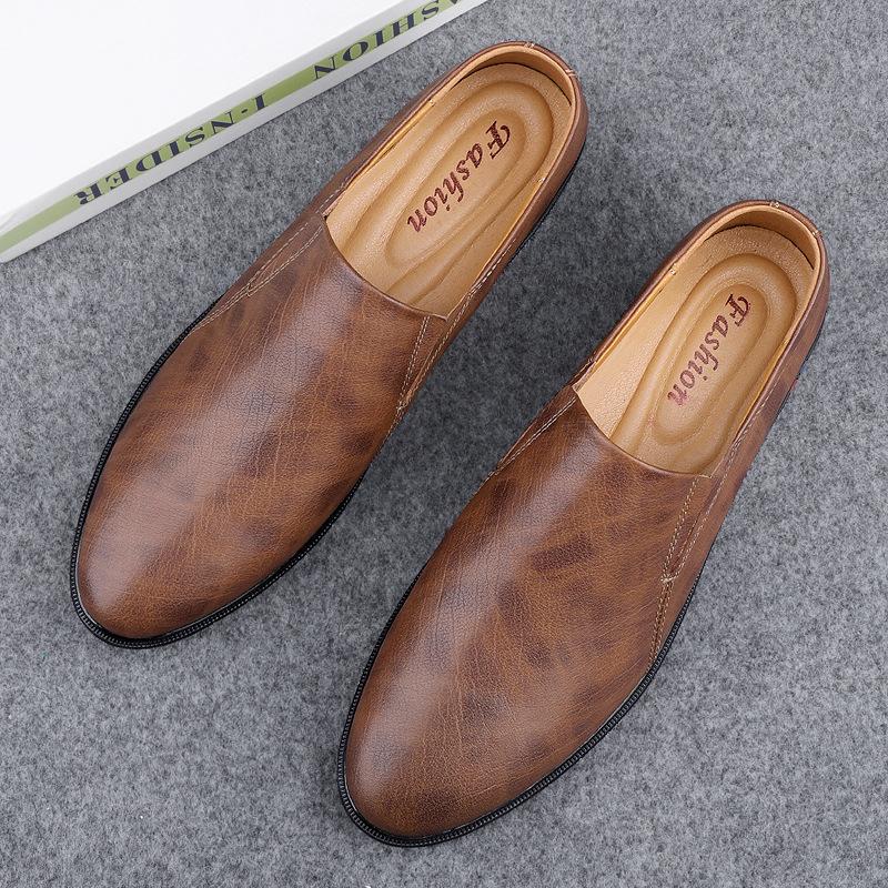 Men's shoes loafer leather shoes outdoor business casual shoes spring low-top foot-fitting leather first-layer cowhide surface single shoes