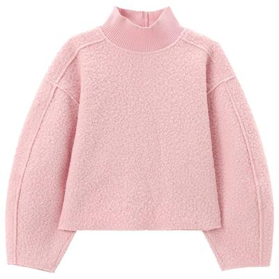 Women's Fashionable Solid Color Casual Long Sleeved Stand Up Collar Thumb Cover Sweatshirt