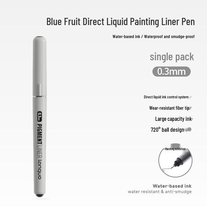 Blue Fruit Waterproof Liquid Liner Pen 0.3mm - Fiber Tip for Art, Manga, Journals Waterproof/Smudge-proof