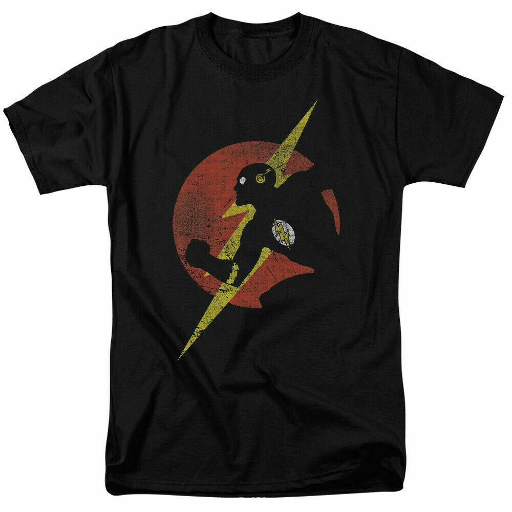 26 The Flash Symbol Knockout Distressed Logo T Shirt Licensed Comic Book Tee Black Unisex T-Shirt XXL