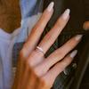 White Gemstone Rings Silver Color Metal Finger Wedding Jewelry Band for Women Engagement Ring