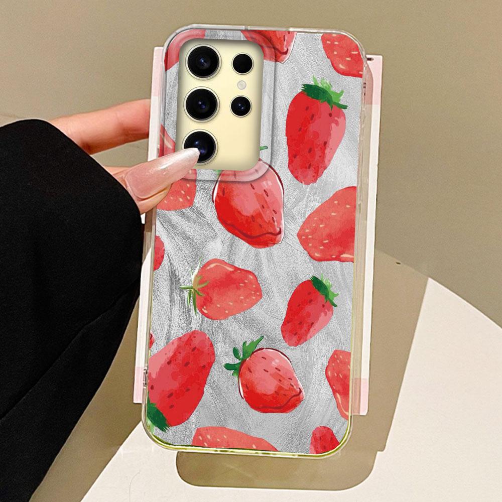 

Circular Dots Cherry Fruit Feather Texture Phone Case for Samsung Galaxy S25 S24 S23 S22 S21 FE Plus Ultra Back Silicone Cover Samsung Galaxy S23 Ultra білий