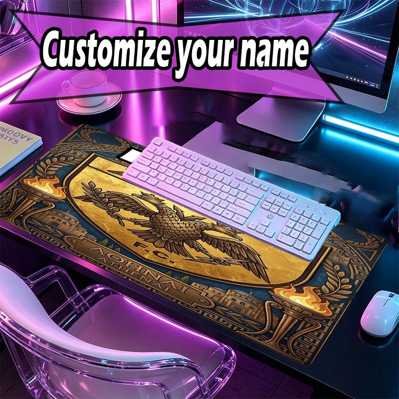 Custom Name Personalized AEK Athens FC Pattern Mousepad, Laptop PC Desk Mat, Decorative Desk Mat for Home Keyboard Pad Gift