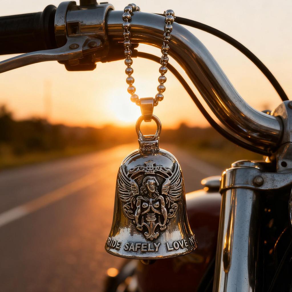 Motorcycle Bell For Men Angel Motorcycle Accessories Small Biker Bell Pendant For Long-Distance Drive Road Trip Daily Commute