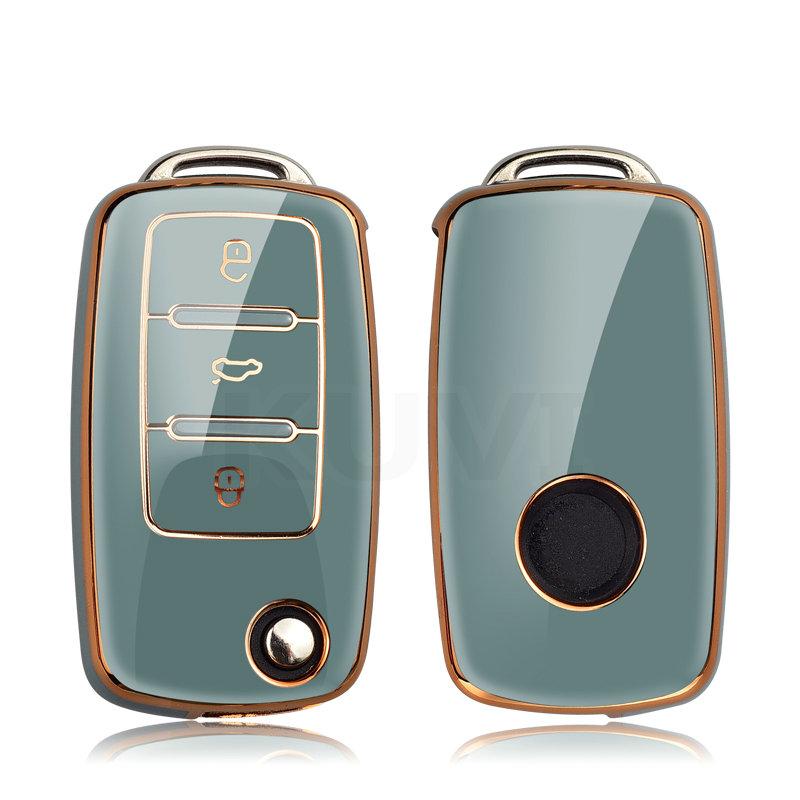 

Чехол-держатель для ключей из ТПУ для VW Volkswagen Polo Golf Passat Beetle Caddy Tiguan Skoda Octavia Kodiaq Seat Leon Altea серый