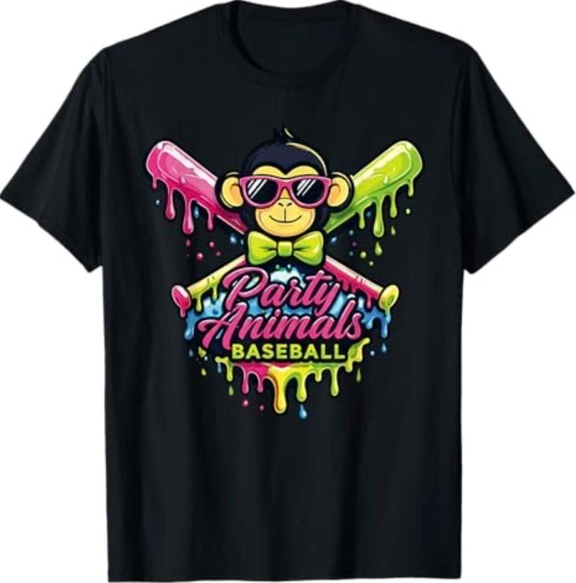Party Animals Baseball Funny Monkey T-Shirt 3XL