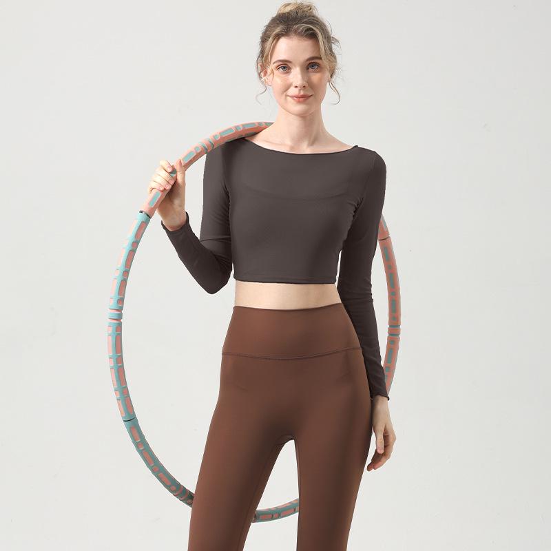 

Женский комплект для йоги на раннюю осень: Топ спортивный с подкладкой и сетчатый лонгслив для пилатеса Medium