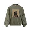 Mens Oversized Crewneck Sweatshirt With Leopard Print Washed Distressed Cotton Blend Fall Casual Streetwear