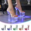 Walking Sandals For Women With Arch Support 7 1/2 17cm Thin Heel Pole Dance Platform Model Show Sexy Transparent Talons Femme