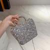 Exquisite shiny diamond-encrusted crystal evening bag metal light luxury high-end dinner bag