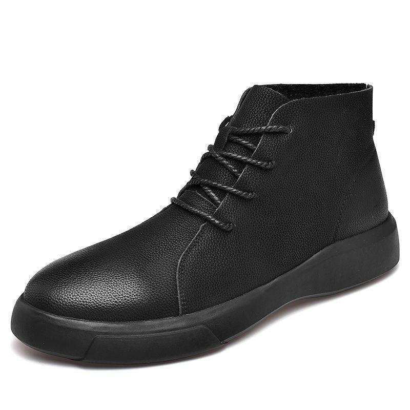 Martin boots men's 2025 winter new leather high-top velvet thermal short boots British retro boots men's cotton shoes
