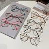 Oversized Vintage Glasses Women New Fashion Blue Light Blocking Eyewear Trendy Semi Metal Design Decorative Eyeglasses