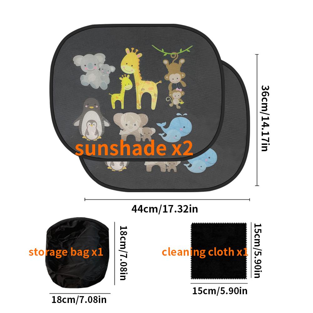 

2Pcs Car Side Window Glass Sunshade Absorbent Animal Pattern High-tech Fabric Reflective Sunshade Universal Auto Accessories