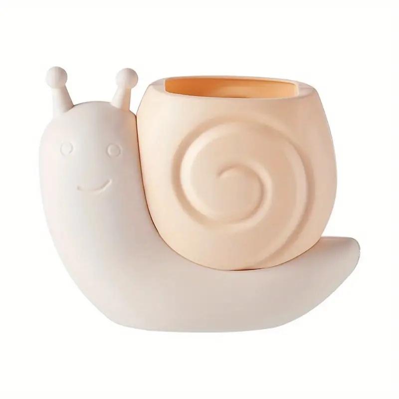 1Pc Snail-Shaped Pen Holder ABS Multi-Functional Desk Organizer Pencil Storage Desktop Stationery Container Makeup Brush Holder