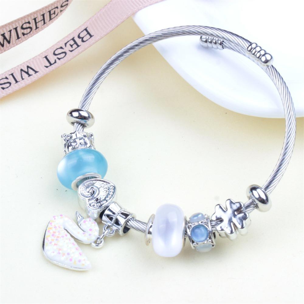 Beaded Bracelet Bangle Multi Element Stainless Steel Copper Alloy Open Spring Snake Bone Chain
