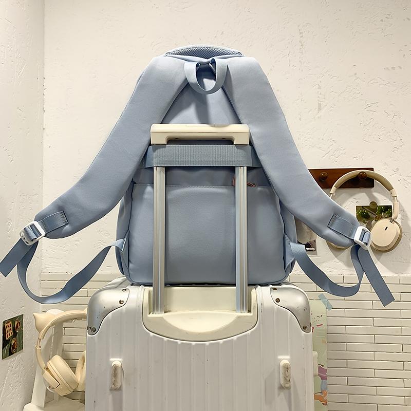 College Style Student Schoolbag Color Block Girl Multi-Pocket Large Capacity Backpack