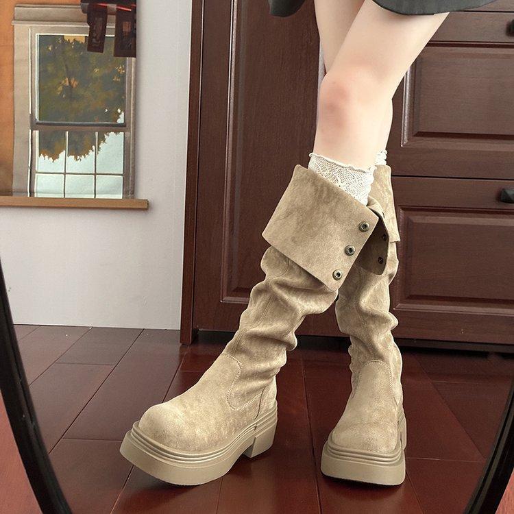 Thick leg boots boots 2025 new thick-soled fat mm enlarged tube circumference high tube over knee boots winter velvet large size