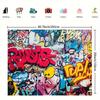 2D flat surface, 1-piece vibrant graffiti wallpaper background, suitable for festivals, events and photography