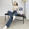 Retro jeans women's wide legs new autumn and winter high waist straight loose small drape floor jeans