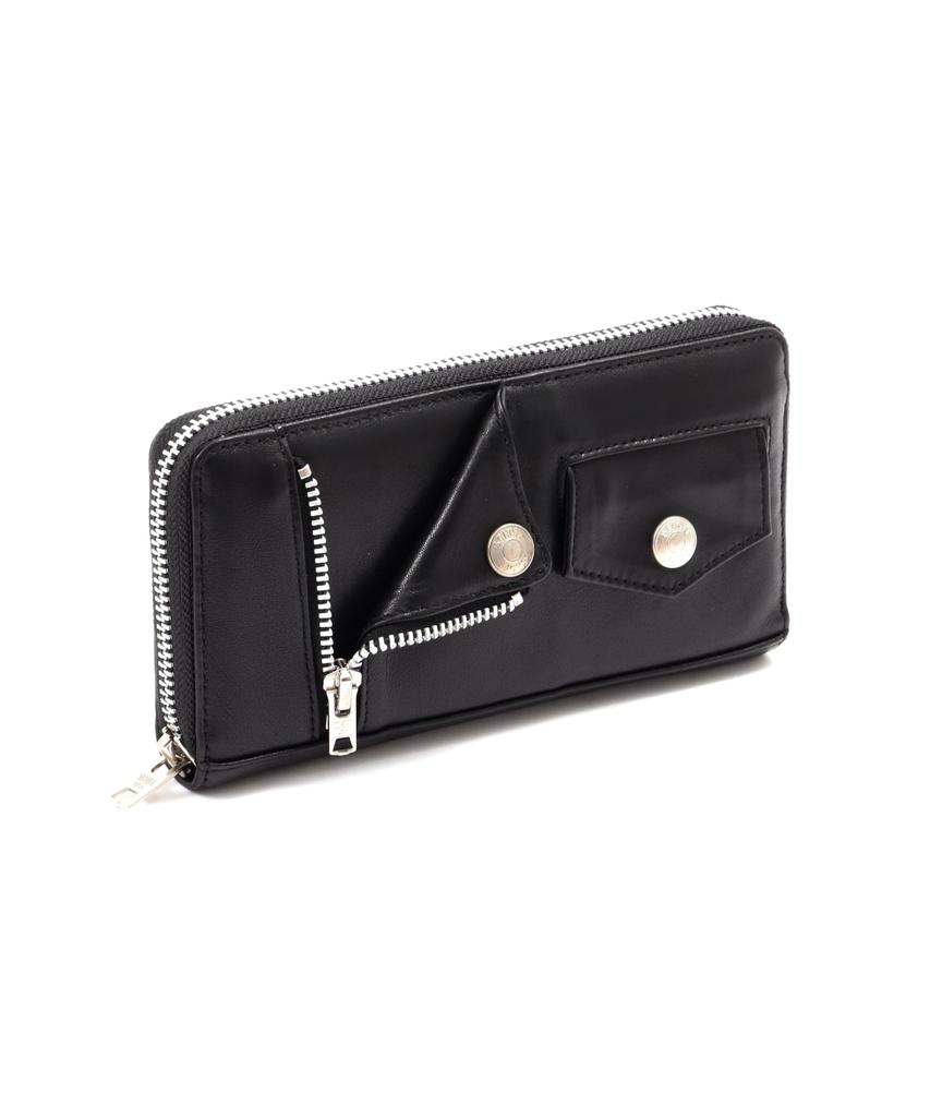 Schott Leather Rider's Zip Wallet, Men's F 010, Black, 782-4970056