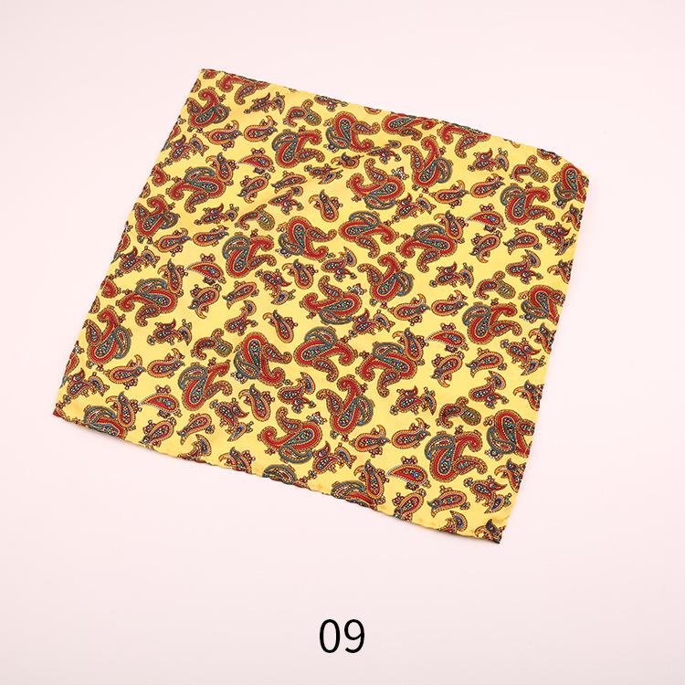 Red Silk Printed Pocket Square for Men - 30cm Small Scarf for Suit or Shirt