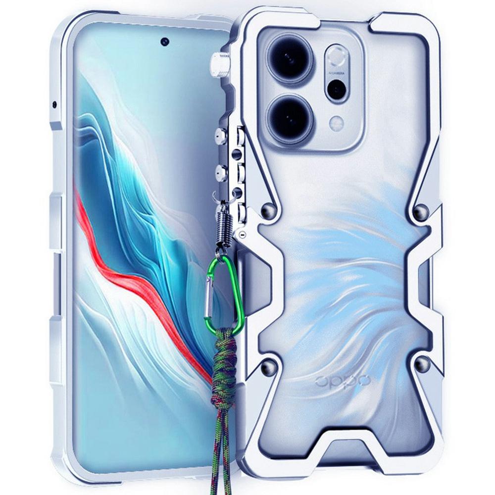 Dla Oppo Reno14 5G (Światowy) Etui Bumper ze Stopu Aluminium Metalowa Osłona na Telefon z Paskiem