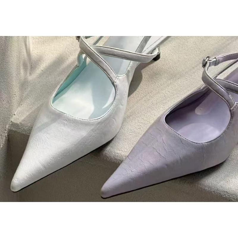 Fashion Spring New Brand Women Sandal Shoes Fashion Pointed Toe Ankle Strap Ladies Elegant Slingback Shoes Thin Low Heel Pumps