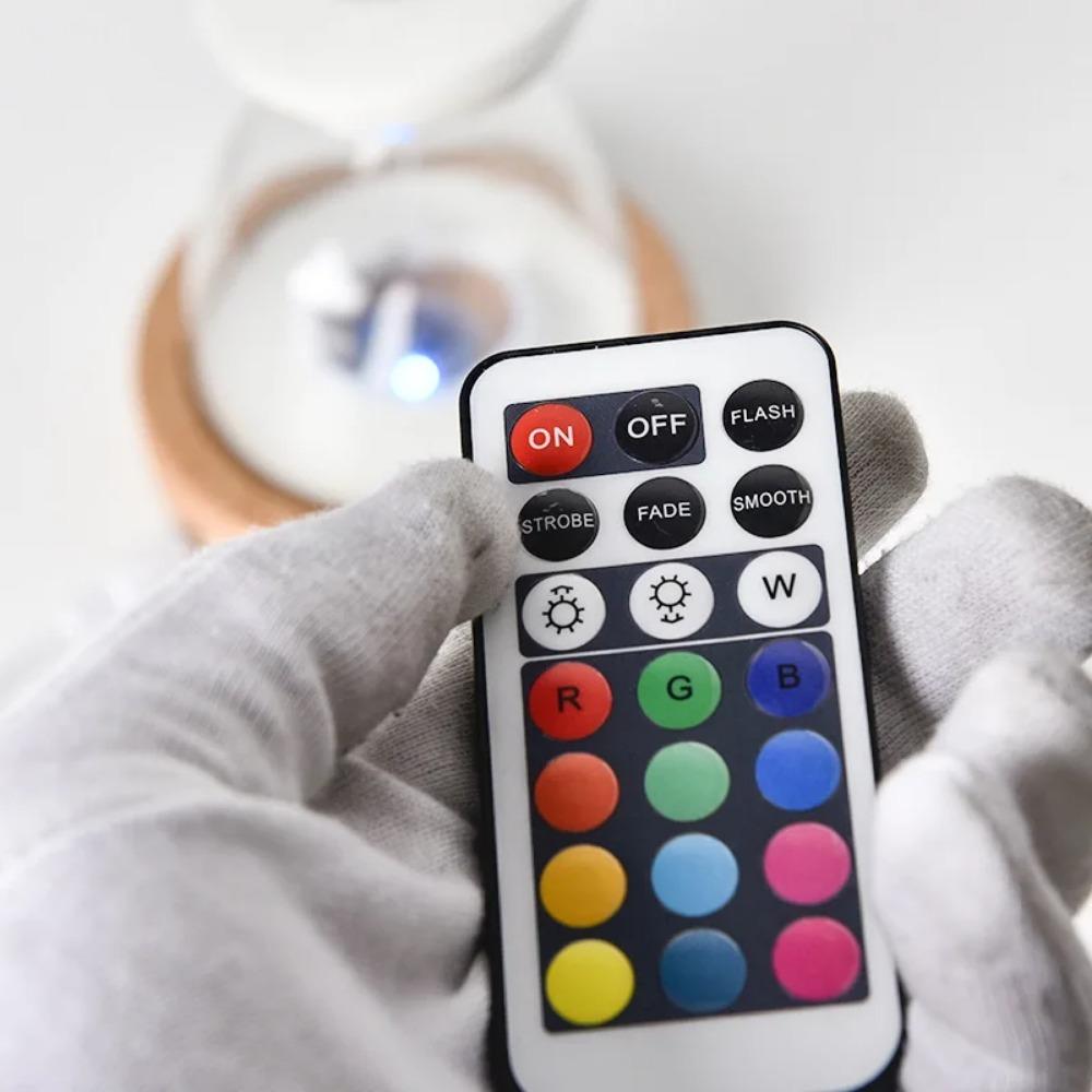 15 Minutes Luminous Remote Control Glass Hourglass Sand Timer Wood Bottom Night Light Sandglass Desk Home Decorative Toys