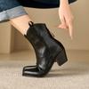 Women's high-heeled short boots autumn and winter new thick-heeled solid-color large-size ankle boots