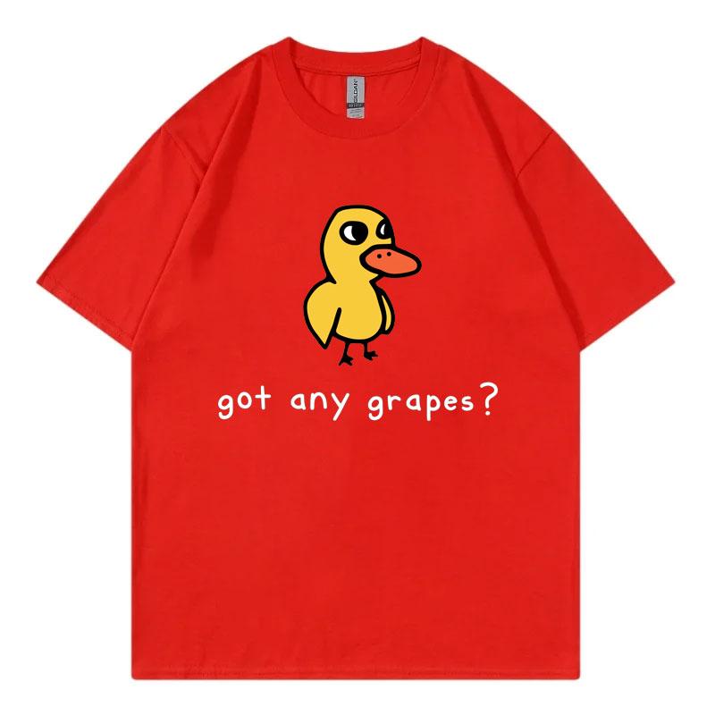 Got Any Grapes Funny Duck Meme Tshirts Unisex Unisex Clothing Fashion Cartoon T Shirts Summer Casual Cotton Short Sleeve Tshirt