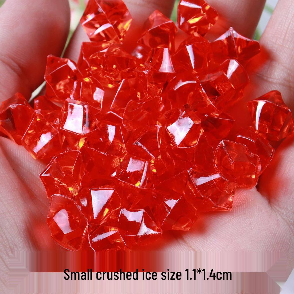 Trendy Simulation Transparent Colored Ice Cube Phone Case Keychain with Crushed Ice DIY Micro Landscape Decor