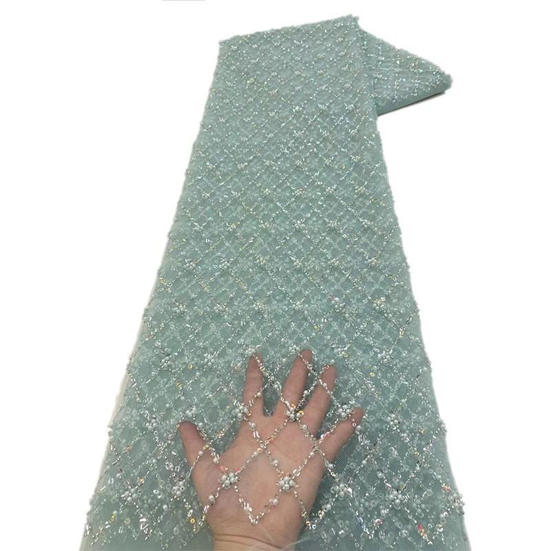 1Yard Sequins Lace Fabric Mesh Beads DIY Sewing Dress Clothing Wedding Party Cloth African Nigerian Sequins Lace Clothing Suppli