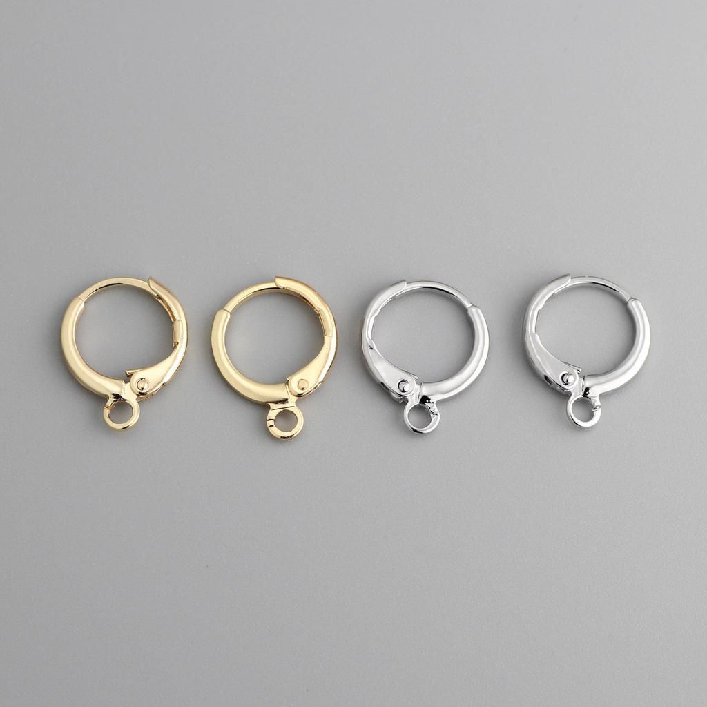 18k Gold Round Ear Clip with Hanging Loop Clasp - European Style DIY Earring Accessories