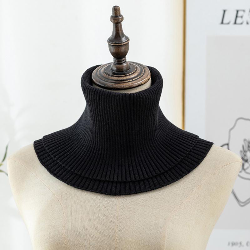 Knitted Fake Collar Ring Scarf For Woman Autumn Winter Warm Solid Color Neck Muffler Detachable Collar Scarves 25*17Cm