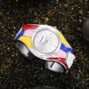 Women's Retro Style Random Oil Dripping Color Rainbow Quartz Bracelet Watch Elegant Ladies Women's Watch Clock