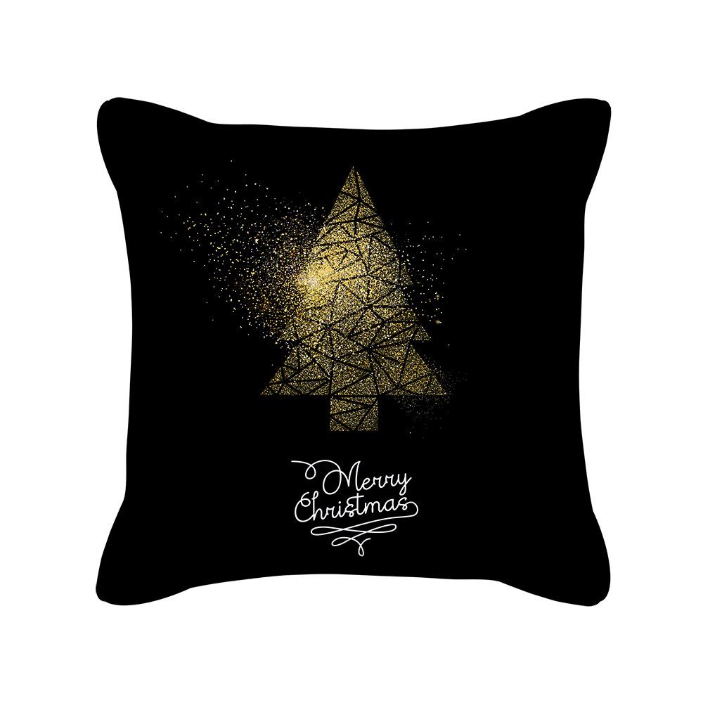 New Black Gold Christmas Pillow Cover New Snowflake Letter Peach Skin Sofa Cushion Cover