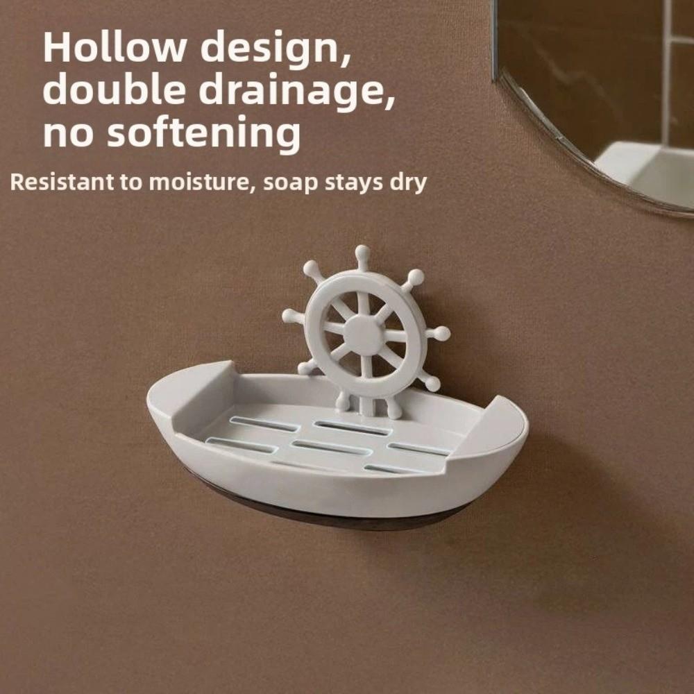 Plastic Boat-Shaped Soap Dish Drainage Cartoon Soap Dish Decor Soap Holder Bathroom