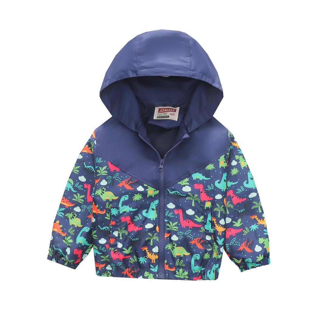 Boys and Girls Children's Clothing In Small Children Printed Fashion Splicing Casual Hooded Zipper Jacket Jacket
