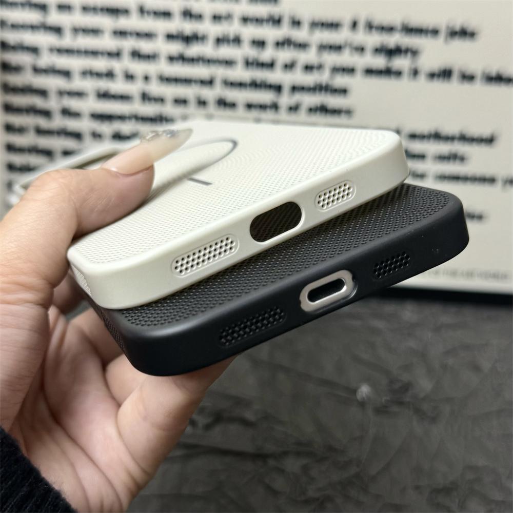 For Magsafe Heat Dissipation Hole Magnetic Phone Cases For iPhone 16 15 14 13 12 11 Pro Max Plus Case LOGO Hole Breathable Cover