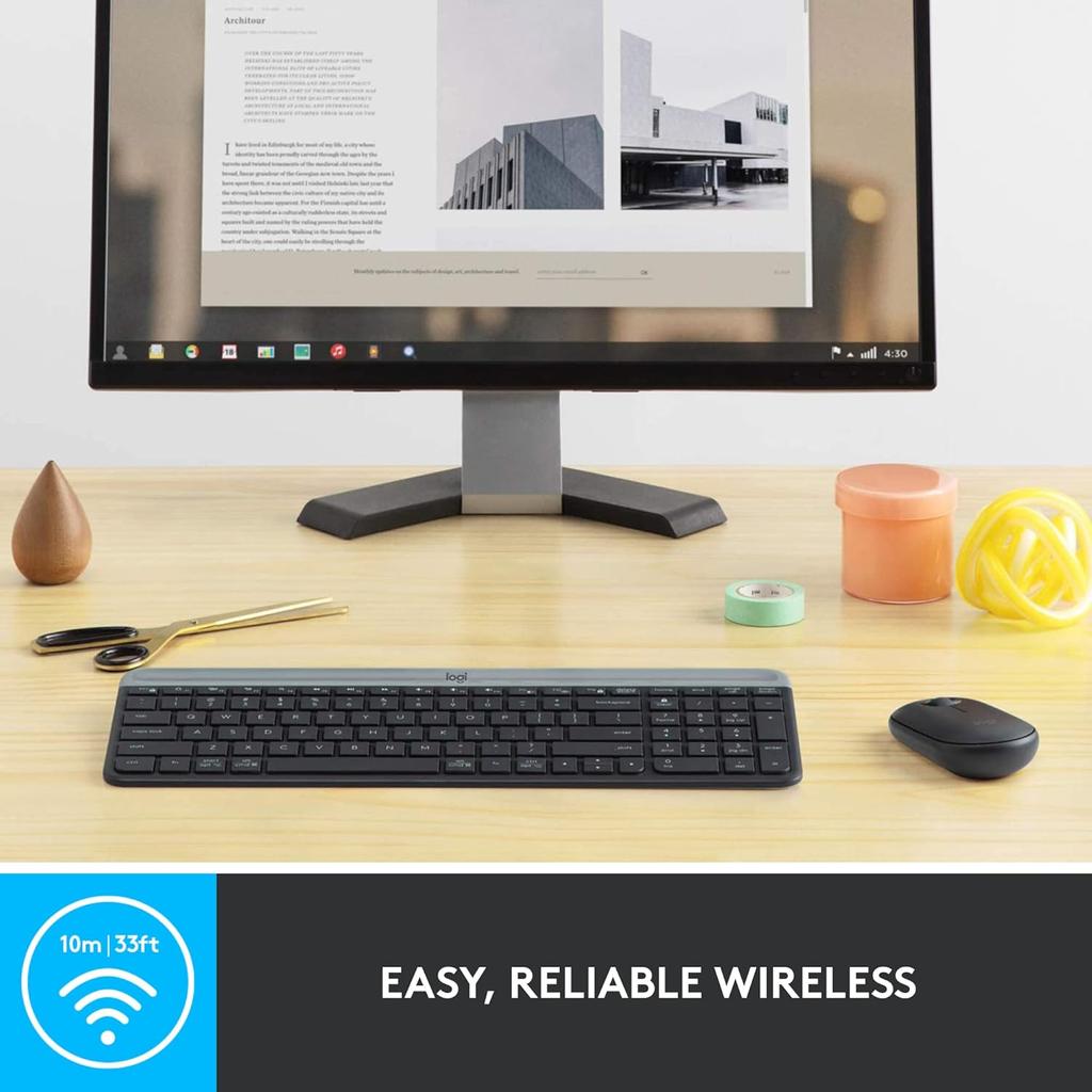 Logitech MK470 Wireless Keyboard and Mouse Set Office Keyboard and Mouse Set Thin Film Keyboard with Wireless 2.4G Receiver