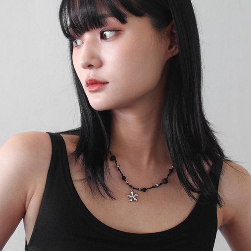 Rubati Black Jasmine Surgical Steel Necklace