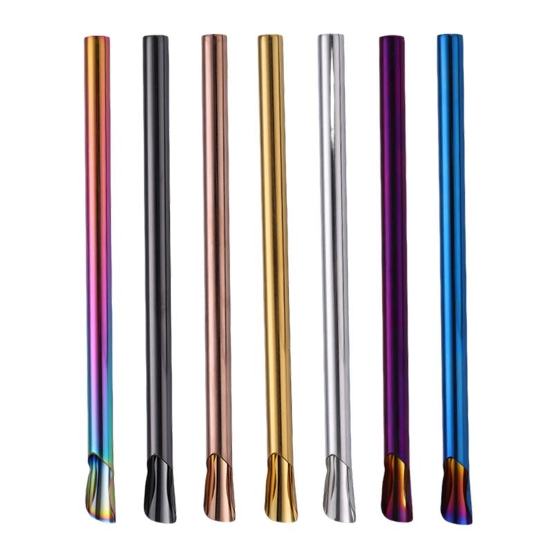 Wide Opening Cup Tubes, Seven Count 304 Steel Beverage Tube Set for Fruit Beverage Cups, Counter Corners and Casual Household Serving