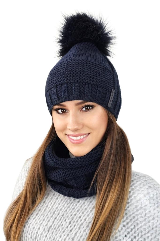 Fiona Winter Set Hat with Snood Color Navy Blue