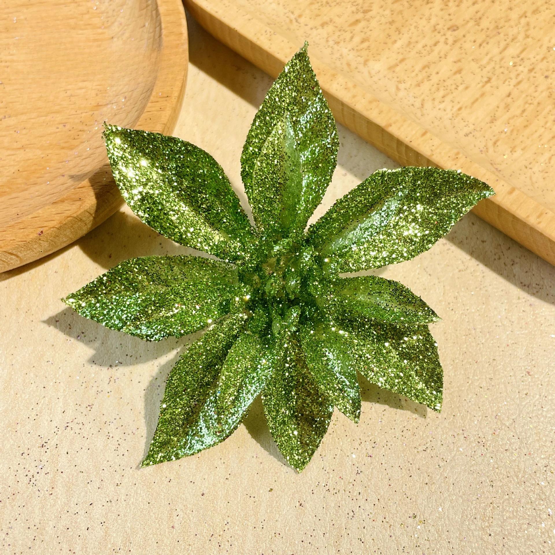 

Рождественские украшения своими руками Красные рождественские цветы, имитирующие твердый луковый порошок, золотой и серебряный шафран, святая рождественская елка, подвесная 5PCS зелёный