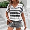 women fashion v neck short sleeve 3d stripe print t shirt summer comfortable sportwear tops