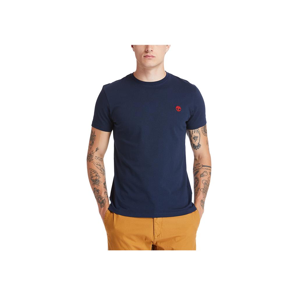 Timberland Casual Round Neck Pullover Solid Color Short Sleeve T-Shirt Men Tops Deep-Navy A2EKJ-433