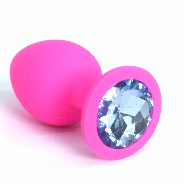 Silicone Butt Plug with Crystal Jewelry Smooth Touch Anal Plug No Vibrator Anal Sex Toys for Adult